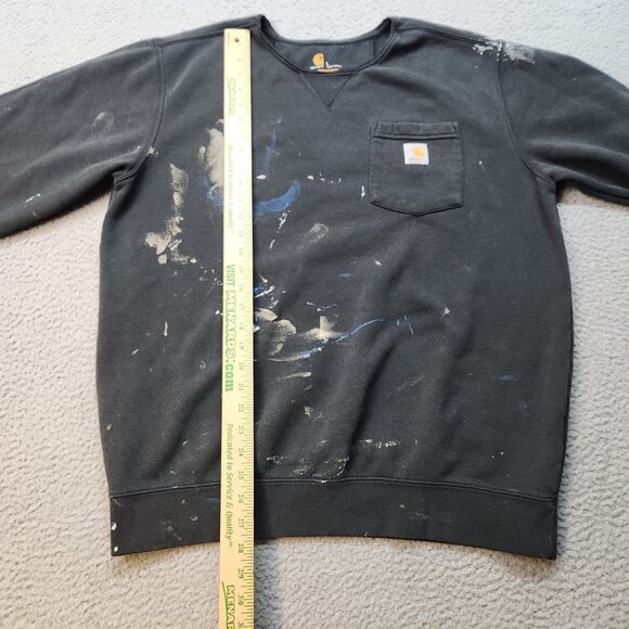 Carhartt Sweatshirt Mens Large Original 001 Black Paint Splatter Thrashed Grunge - Picture 5 of 11